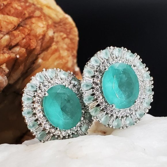 Sterling Silver 925 Earrings Natural Chalcedony Gem Designer Silversmith - Picture 10 of 11